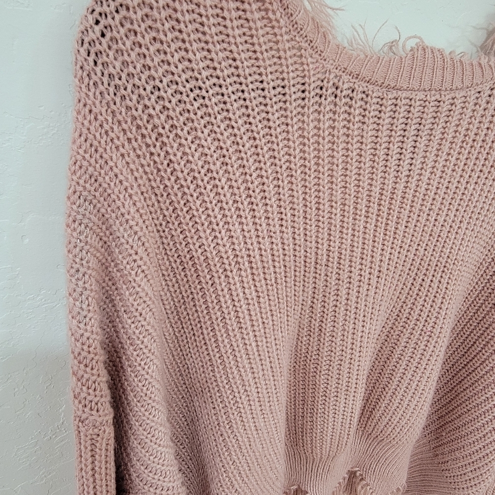Polly & Esther Dusty Pink Fringe Sweater - Picture 5 of 8